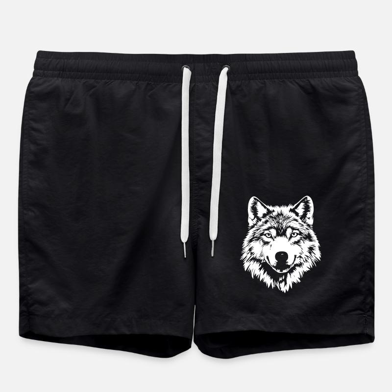 Wolf Gesicht - Badeshorts - Schwarz