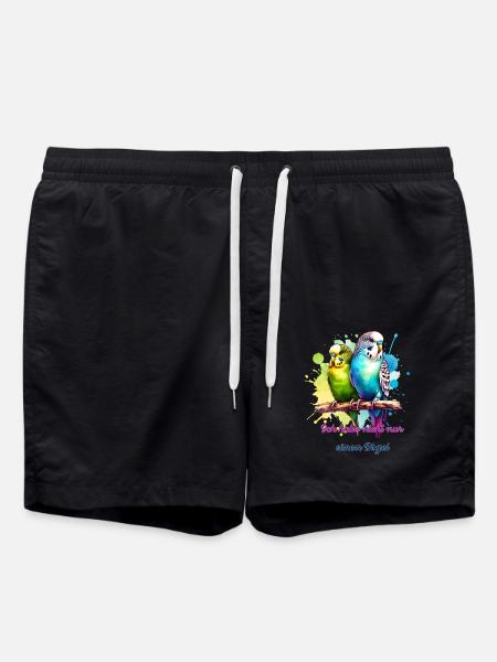 Wellensittich Vogel Papagei - Badeshorts - Schwarz