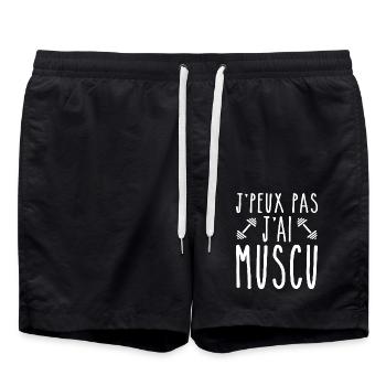 Je Peux Pas J ai Muscu - Short de bain - noir - Devant - AI Model Male 185 light (185cm)