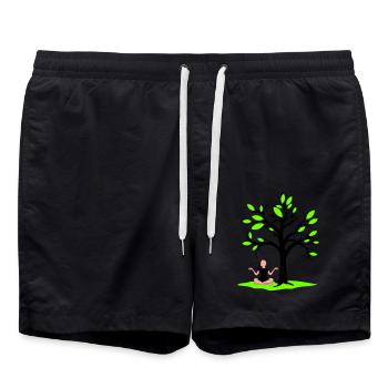 Meditation Under Tree Forest Trance Woman Meditates - Swim Trunks - black - Front - AI Model Male 185 light (185cm)