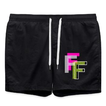 F Letter - Swim Trunks - black - Front - AI Model Male 185 light (185cm)
