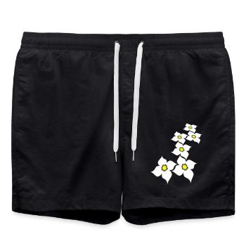 Many Pretty Flowers Colorful Decorative Pattern Beautiful - Swim Trunks - black - Front - AI Model Male 185 light (185cm)