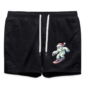 Snowboard Yéti au chapeau de Père Noël - Short de bain - noir - Devant - AI Model Male 185 light (185cm)