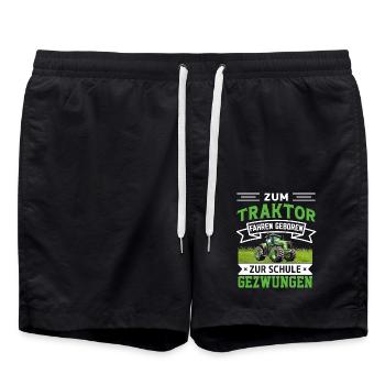 Zum Traktor fahren geboren zur Schule gezwungen - Badeshorts - Schwarz - Vorne - AI Model Male 185 light (185cm)