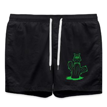 Cactus hibou assis Cactus Oiseau de nuit mignon mignon - Short de bain - noir - Devant - AI Model Male 185 light (185cm)