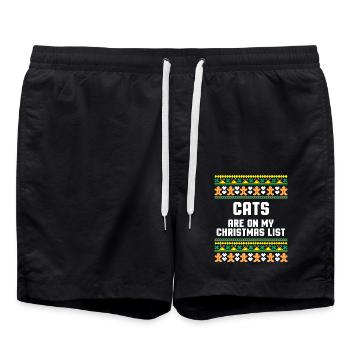 Katzen stehen auf meiner Weihnachtsliste Feiertagshumor - Badeshorts - Schwarz - Vorne - AI Model Male 185 light (185cm)