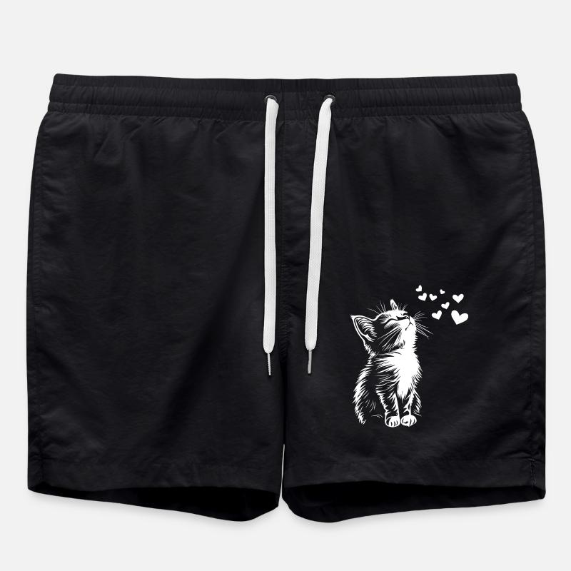 Cute Cat Hearts - Swim Trunks - black