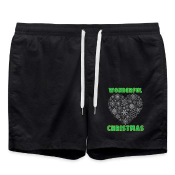 Wonderful Christmas Graphic Lettering T-Shirt - Swim Trunks - black - Front - AI Model Male 185 light (185cm)