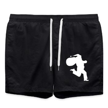 Running Santa Claus Geschenk - Badeshorts - Schwarz - Vorne - AI Model Male 185 light (185cm)