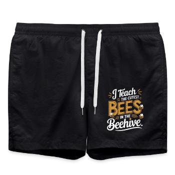 I Teach The Cutest Bees In The Beehive 12 - Badeshorts - Schwarz - Vorne - AI Model Male 185 light (185cm)
