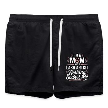 Entre famille et art des cils - Short de bain - noir - Devant - AI Model Male 185 light (185cm)
