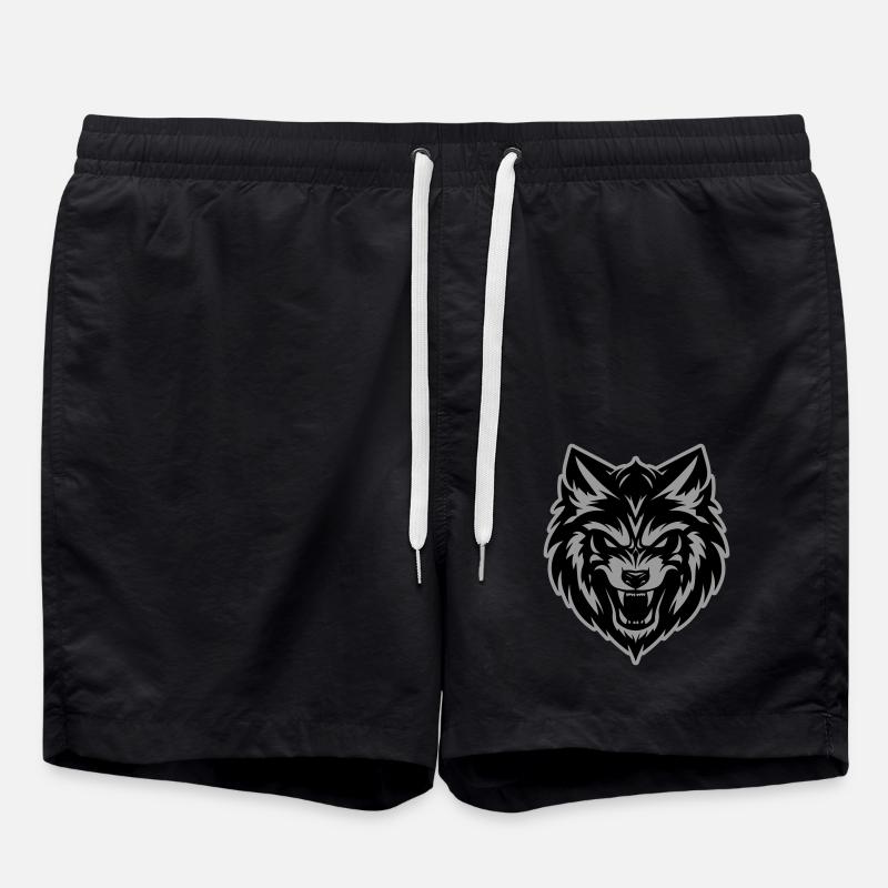 Wolf Kopf - Badeshorts - Schwarz