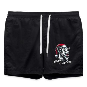 Drôle de chèvre de Noël avec chapeau de Père Noël - Short de bain - noir - Devant - AI Model Male 185 light (185cm)