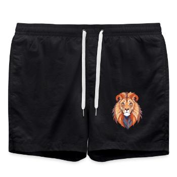 Löwe Vektor Kunst mit lebendigen Farben Illustration - Badeshorts - Schwarz - Vorne - AI Model Male 185 light (185cm)