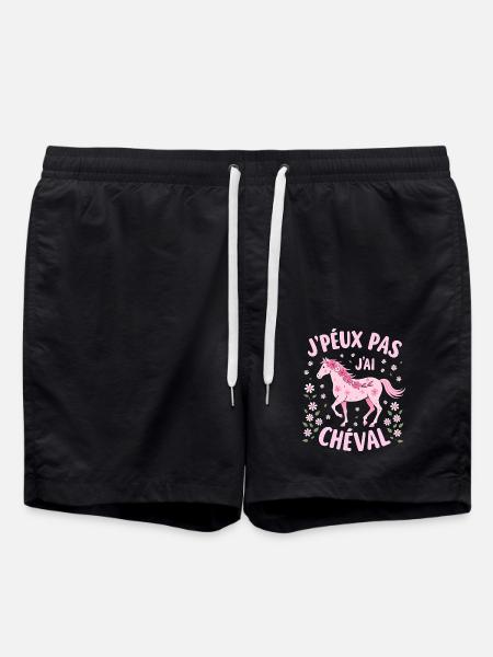 J'Peux Pas J'Ai Cheval, Rose - Short de bain - noir