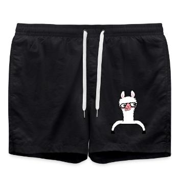 Llama Nerd Geek Lunettes à monture de corne Smart Funny Grimace - Short de bain - noir - Devant - AI Model Male 185 light (185cm)