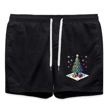 8 Bit Christmas Tree - Swim Trunks - black - Front - AI Model Male 185 light (185cm)