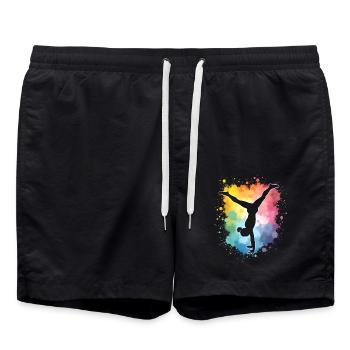 Turnerin - Geboren zum Turnen - Badeshorts - Schwarz - Vorne - AI Model Male 185 light (185cm)
