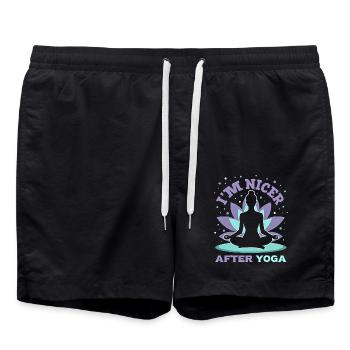 Drôle Yoga Méditation Chakra Jeu de mots - Short de bain - noir - Devant - AI Model Male 185 light (185cm)