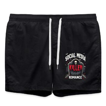 Les médias sociaux ont tué la romance - Short de bain - noir - Devant - AI Model Male 185 light (185cm)