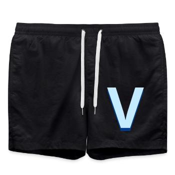 Pop and modern blue letter v - Swim Trunks - black - Front - AI Model Male 185 light (185cm)