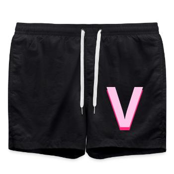 Pop and modern pink letter v - Swim Trunks - black - Front - AI Model Male 185 light (185cm)