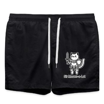Chevalier chat en armure brillante-Sir Miaou beaucoup design - Short de bain - noir - Devant - AI Model Male 185 light (185cm)