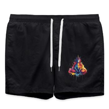 Méditation Licorne - Short de bain - noir - Devant - AI Model Male 185 light (185cm)
