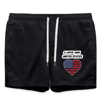 T-shirt I LOVE YOU UNITED STATES 2025 - Short de bain - noir - Devant - AI Model Male 185 light (185cm)