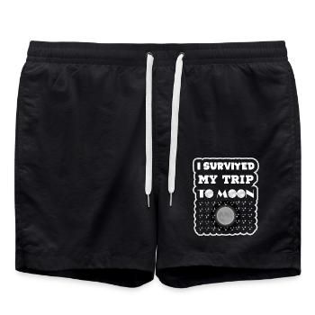 T-shirt I survived my trip to moon 2025 - Short de bain - noir - Devant - AI Model Male 185 light (185cm)