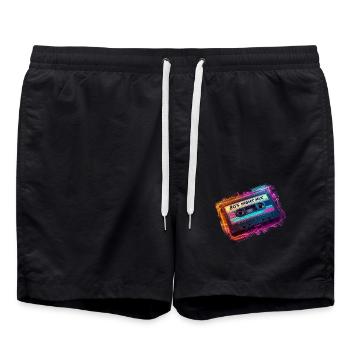 80's Night Mix rétro cassette musique mixtape disco - Short de bain - noir - Devant - AI Model Male 185 light (185cm)