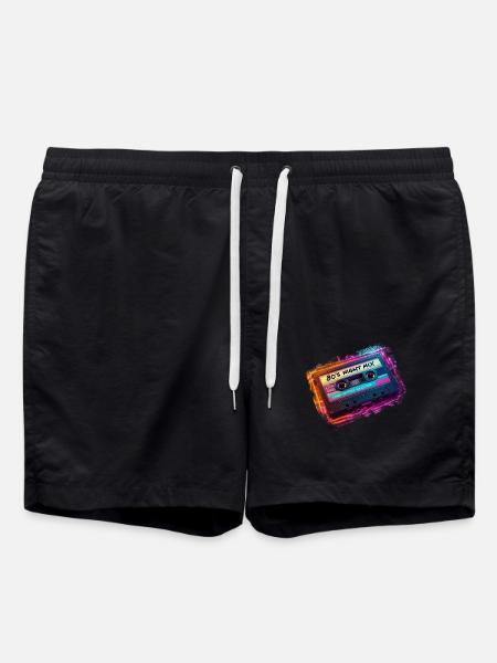 80's Night Mix retro Kassette Musik Mixtape Disco - Badeshorts - Schwarz