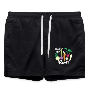 Back to the Roots Variation of Vegetables Vegetarian - Swim Trunks - black - Front - AI Model Male 185 light (185cm)