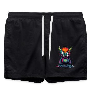 Bunte Monsterkunst - Niedlicher & verspielter Charakter - Badeshorts - Schwarz - Vorne - AI Model Male 185 light (185cm)