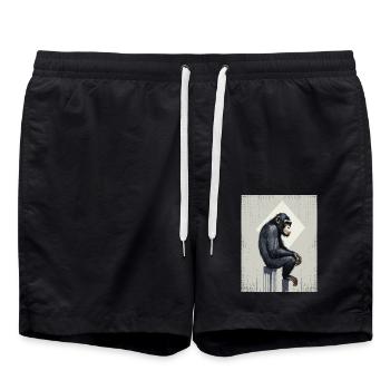 Chimpanzé Street Art Graffiti à Primate carré - Short de bain - noir - Devant - AI Model Male 185 light (185cm)