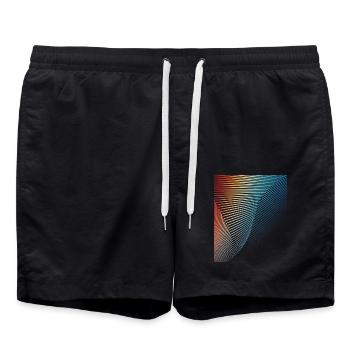 abstract geometric pattern spiral wave - Swim Trunks - black - Front - AI Model Male 185 light (185cm)