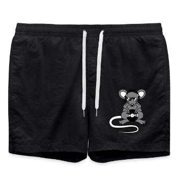 Maus DJ Sonnenbrille Kopfhörer Party Feiern Musik - Badeshorts - Schwarz - Vorne - AI Model Male 185 light (185cm)