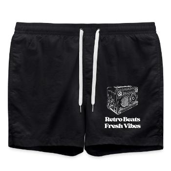 Retro Beats, Fresh Vibes - Swim Trunks - black - Front - AI Model Male 185 light (185cm)