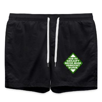 Hab es gekauft bevor Musk verrückt wurde Sticker - Badeshorts - Schwarz - Vorne - AI Model Male 185 light (185cm)