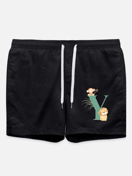 Letter y green jungle animals - Swim Trunks - black
