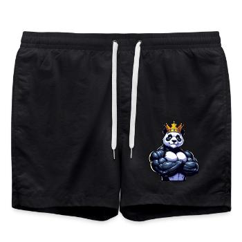 Muscular Panda King Fitness Training - Swim Trunks - black - Front - AI Model Male 185 light (185cm)