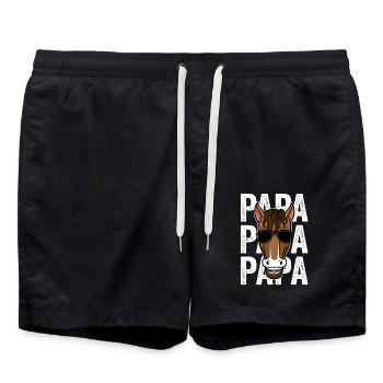 Reiten Papa Vater Pferd - Badeshorts - Schwarz - Vorne - AI Model Male 185 light (185cm)