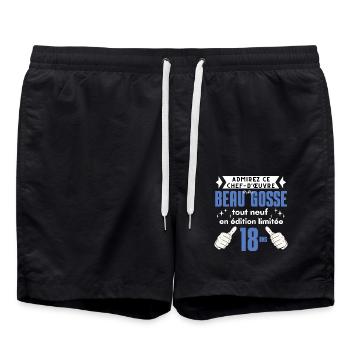 Humoristique anniversaire 18 Ans Idée Drôle Garçon - Short de bain - noir - Devant - AI Model Male 185 light (185cm)
