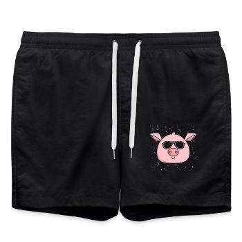 Schwein - Badeshorts - Schwarz - Vorne - AI Model Male 185 light (185cm)