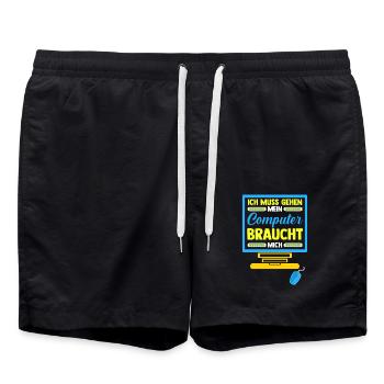 Computer Gamer Gamer Administrator Programmer - Swim Trunks - black - Front - AI Model Male 185 light (185cm)