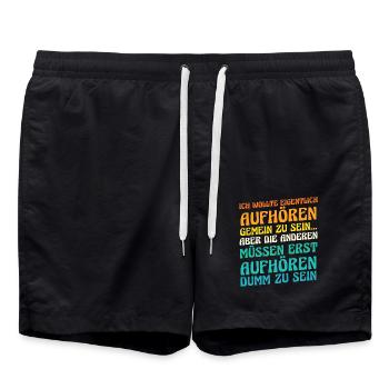 I wanted to stop being mean - Swim Trunks - black - Front - AI Model Male 185 light (185cm)