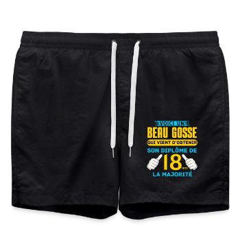 Anniversaire 18 ans Garçon Humoristique 18 ans - Short de bain - noir - Devant - AI Model Male 185 light (185cm)
