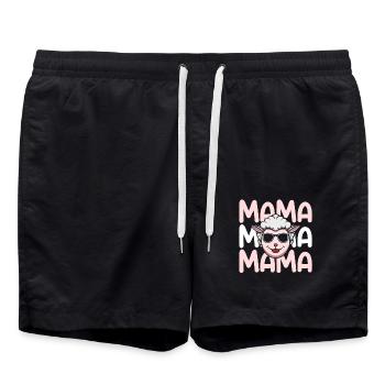 Schaf Mama Mutter Schafe - Badeshorts - Schwarz - Vorne - AI Model Male 185 light (185cm)