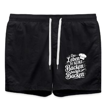 Das Leben ist kurz - nutze es zum Backen - Badeshorts - Schwarz - Vorne - AI Model Male 185 light (185cm)