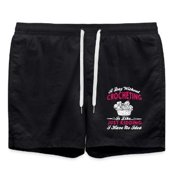 A Day Without Crocheting - Swim Trunks - black - Front - AI Model Male 185 light (185cm)